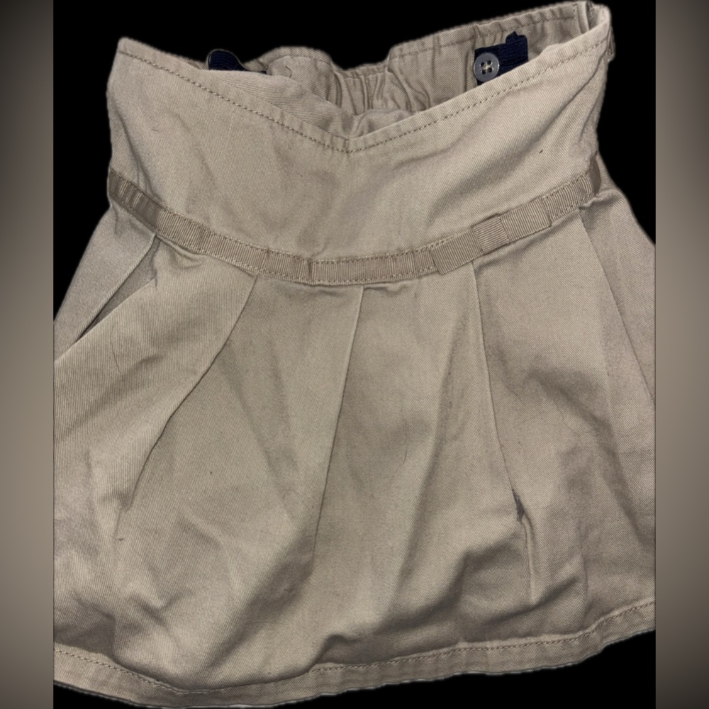 Adorable pleated stretchy cotton girls 5y school khaki skirt like new - Picture 4 of 8